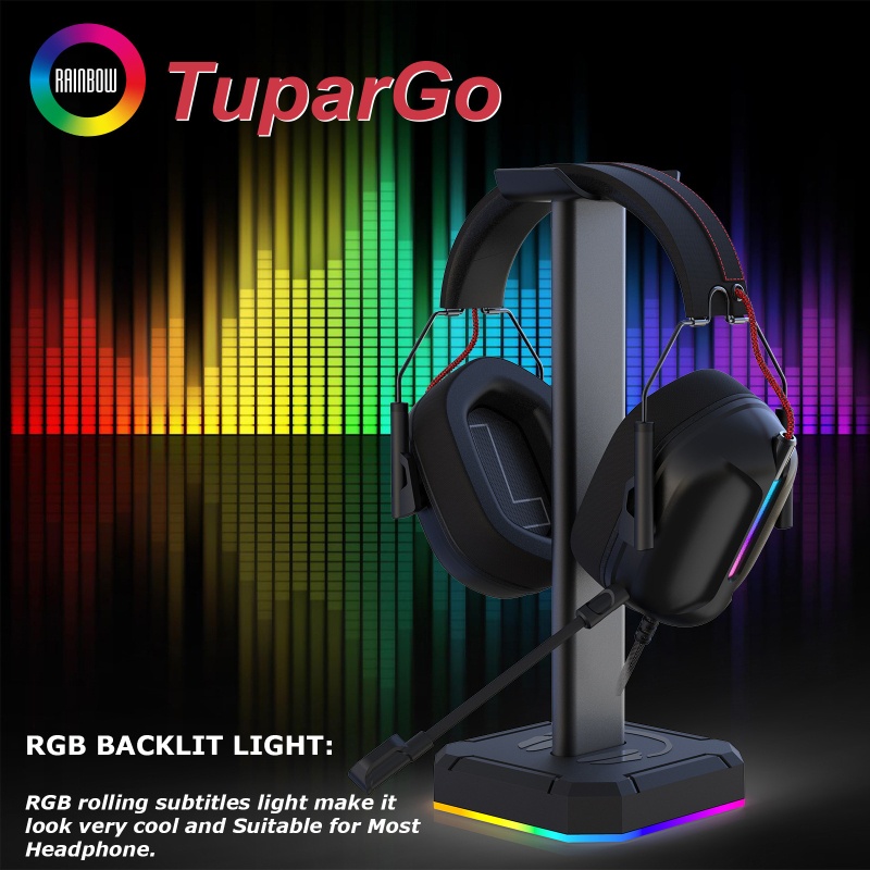 Bt RGB Earphone Display Stand Dengan Port Pengisian USB Detachable Gaming Earphone Holder Rack Desktop Aksesoris PC