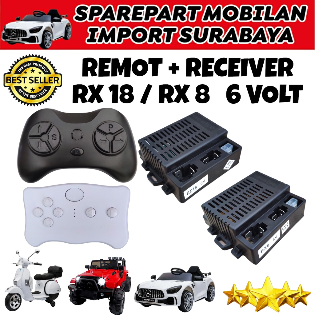 RECEIVER MODUL CONTROLLER MOBIL KENDARAAN MAINAN ANAK 6 VOLT WEELYE RX 18 RX8 PMB PLIKO UNIKID YUKITA PASIFIC EXOTIC RX18 RX 8 RODE ON CAR TOYS CHILDREN