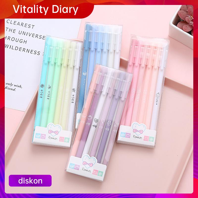

6pcs/set gel pen 0.05mm/tanda tangan pena/penel pulpen morandi color student signature pens siswa sekolah kantor pasokan alat tulis VDY