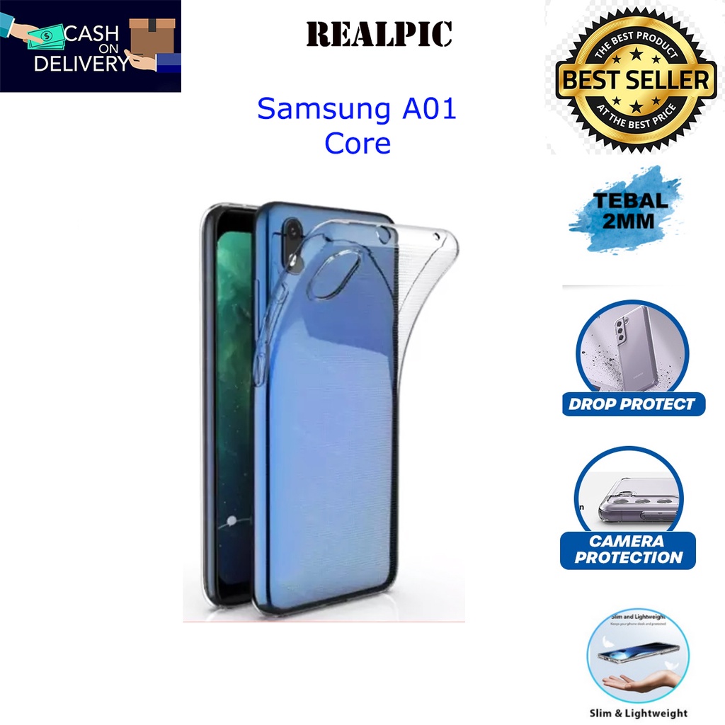 Case Samsung Galaxy A01 Core Casing Clear HD KETEBALAN 2MM BENING TRANSPARAN TPU Premium Softcase