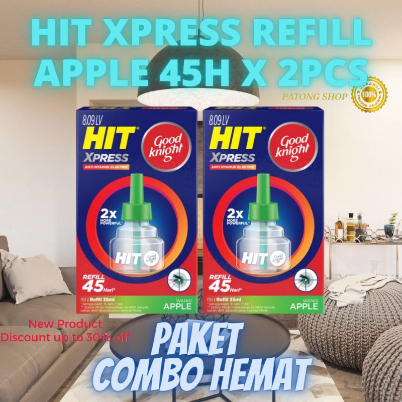 HIT XPRESS REFILL APPLE 45H x 2pcs - Paket Combo Hemat - obat anti nyamuk