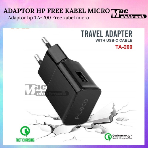 Adaptor Charger Kabel Micro TA-200 Single USB Port 3A Fast Charging QC 3.0A Cas OPPO Xiaomi Redmi Vivo