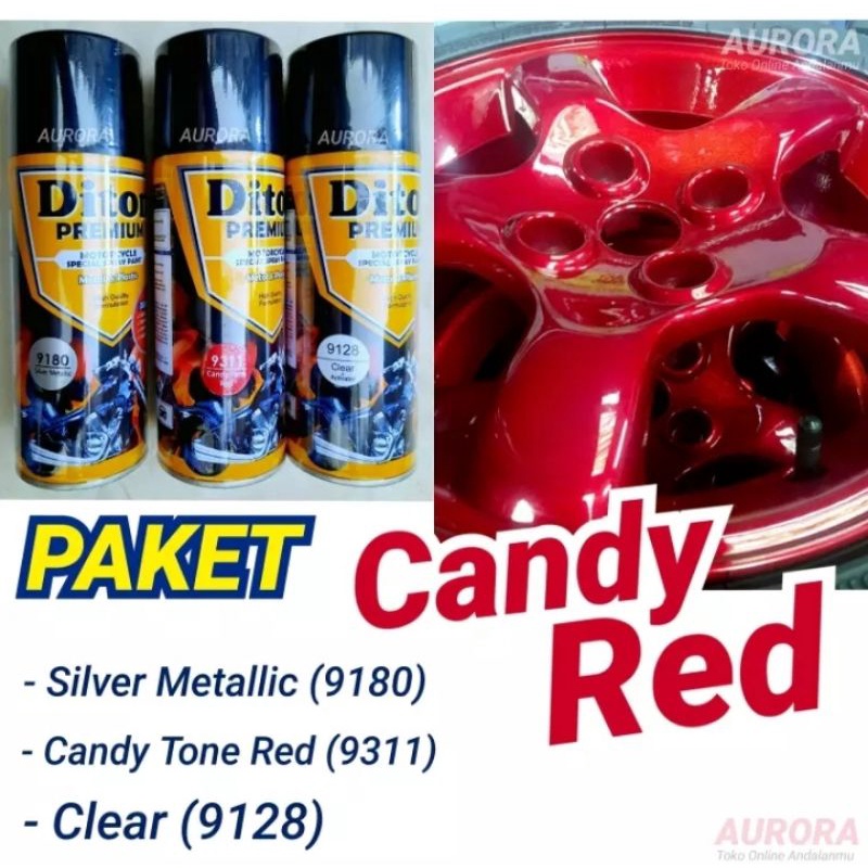 Paket Pilok Pilox DITON Premium 400cc Silver Metalik + Candy Red Merah + Clear  Termurah Ya Gan Dito