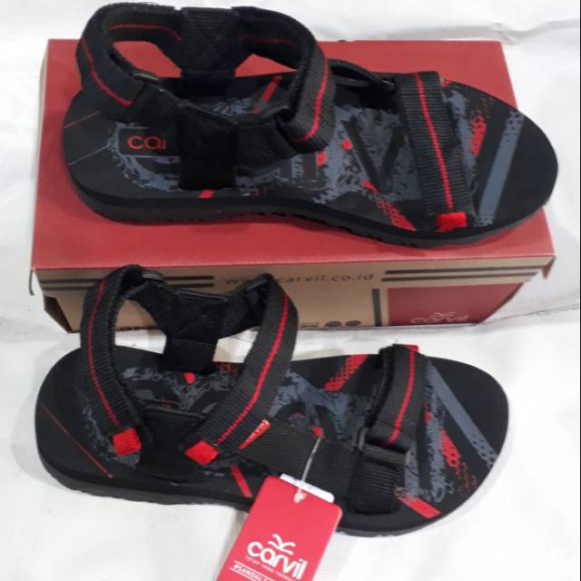 Sandal gunung spons pria Carvil original hitam