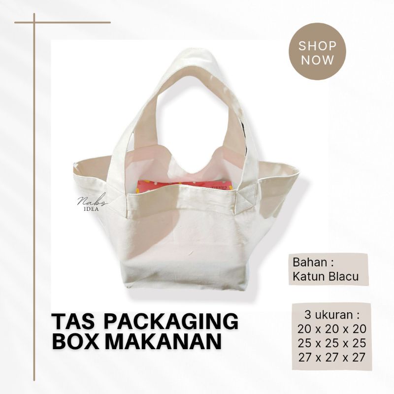 Tas Packaging Box Makanan Bahan Katun Blacu