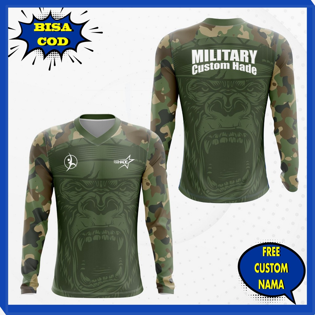 (TERBARU) T-SHIRT KAOS JERSEY TNI LORENG LENGAN PANJANG/ JERSEY MILITARY FULL PRINTING CUSTOM
