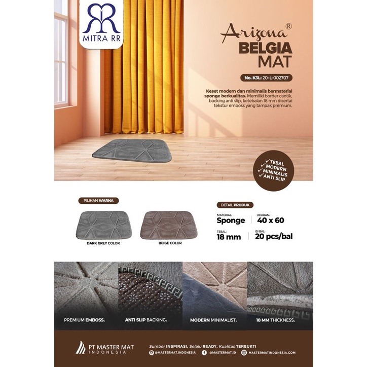 Keset Kaki Busa Anti Slip 40X60cm | Arizona Belgia Madrid Mat | Keset Tebal Serap Air Antislip