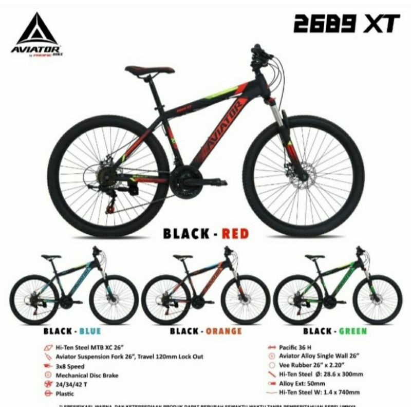 Sepeda gunung MTB AVIATOR 2689 XT 24 speed