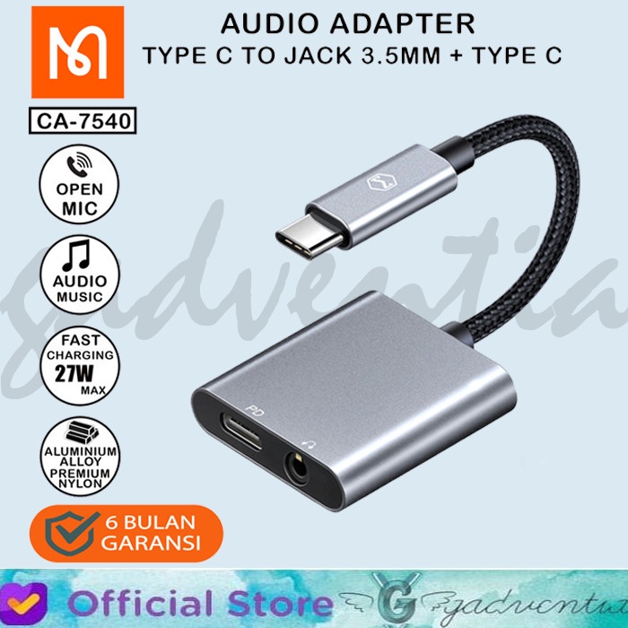 Mcdodo Ca-7540 Adapter Type C To Jack 3.5Mm Pd Charging Audio Call