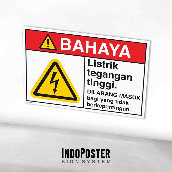 

Stiker Label Safety Sign Rambu K3 ANSI Listrik Tegangan Tinggi Dilarang Masuk Tidak Berkepentingan