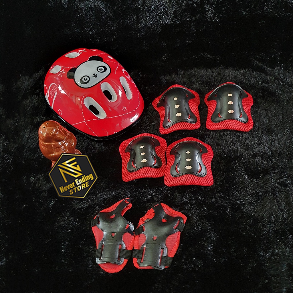 Paket Helm &amp; Dekker Sepatu Roda Anak Scooter Sepeda Skates Basic Protector