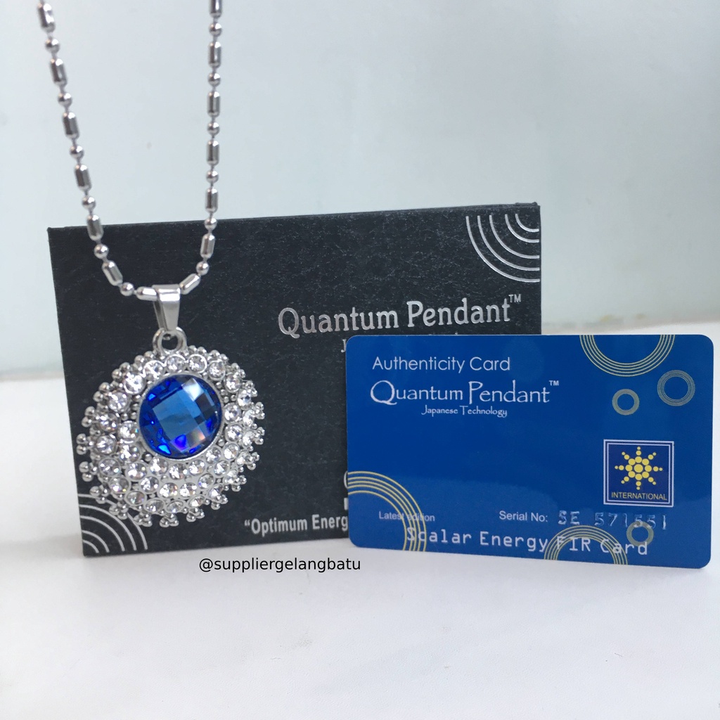 Kalung quantum pendant crown sapphire biru PREMIUM japanese technology