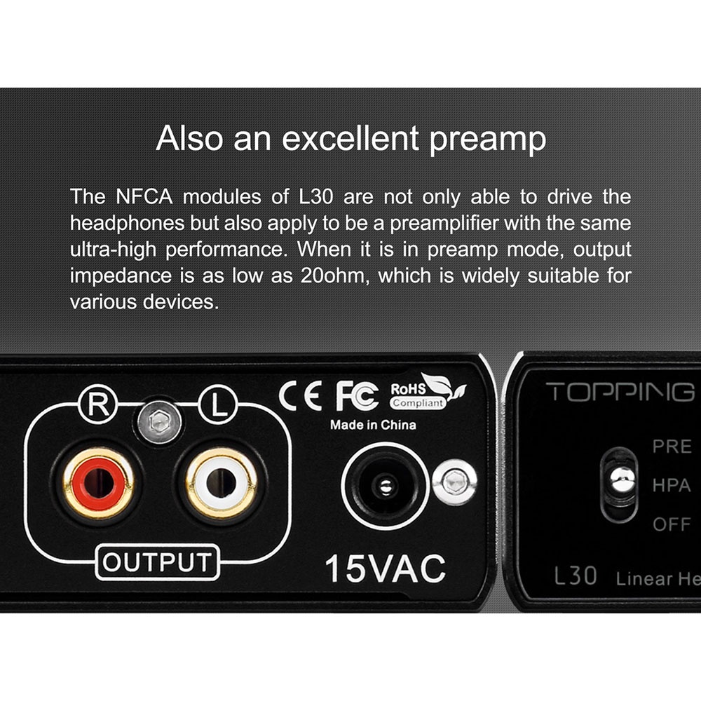 Topping L30 Headphone Amplifier Ultra Low Noise - Black