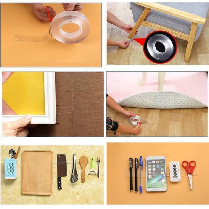 

uk 3cm x 3 meter Nano magic tape transparant isolasi 2sisi kuat Brt56