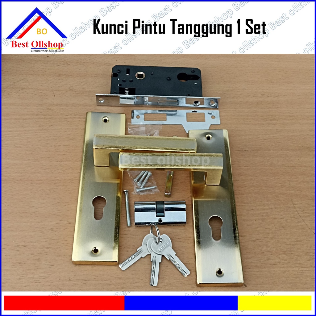 Kunci Pintu Rumah Handle Slot Set Tanggung Putih Kuning 17