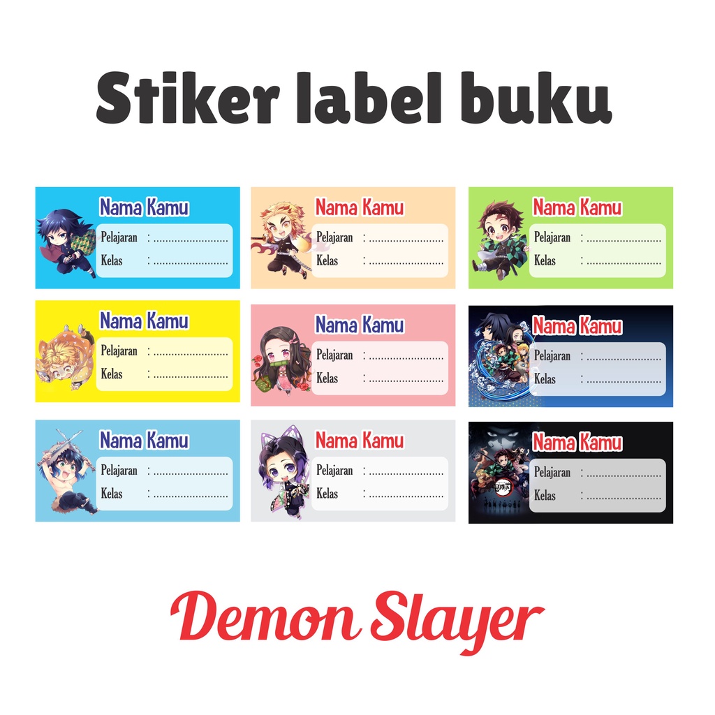 

Stiker Nama Label Buku sekolah ( tema Kimetsu No Yaiba)