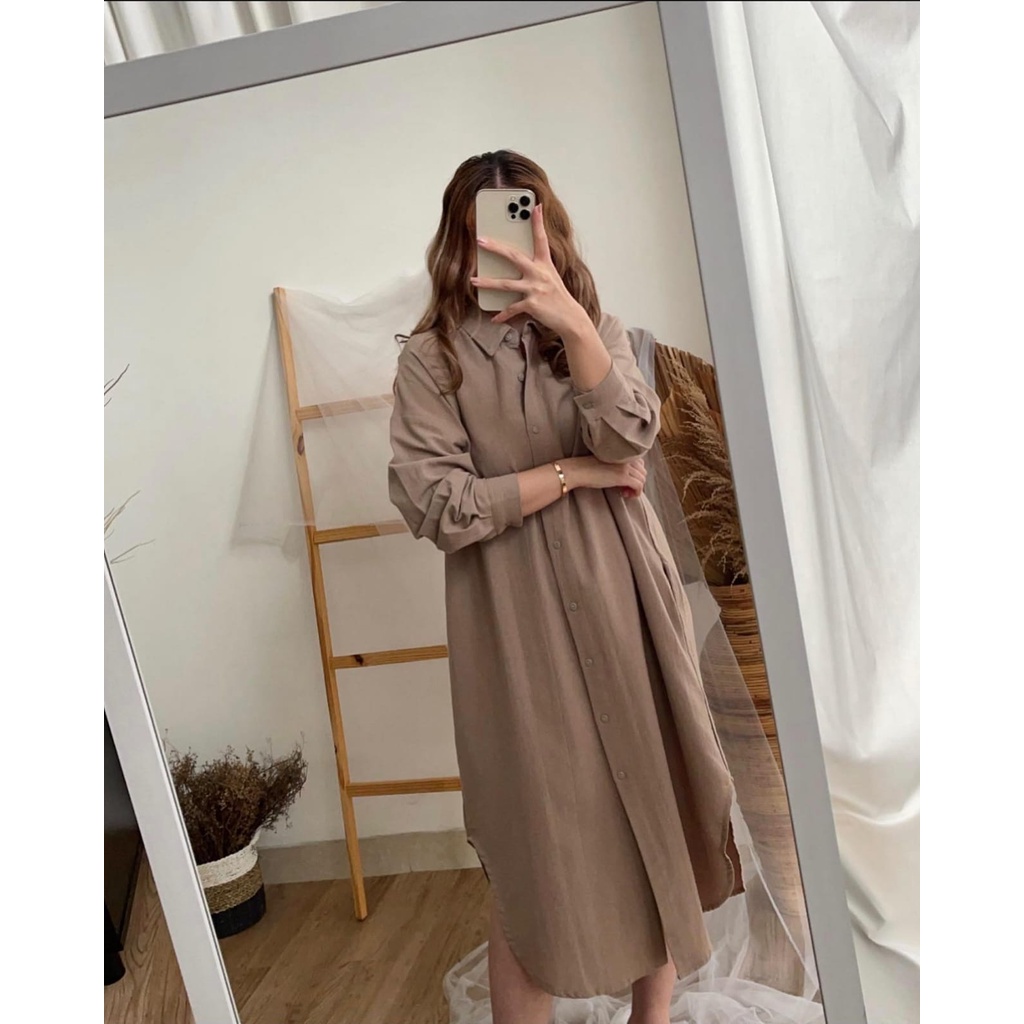 (MGA) TUNIK ARUMIKA FULL KANCING DAILY BUSUI WANITA TUNIK LINEN