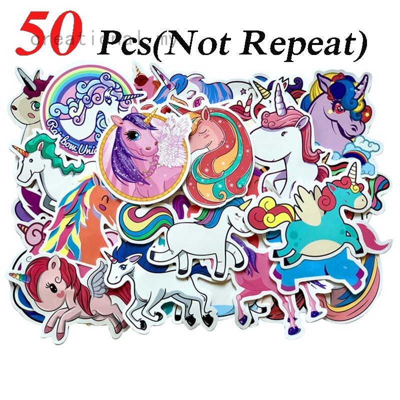 45Pcs Stiker Gambar Kartun Unicorn Campur untuk Laptop 45Pcs Stiker Gambar Kartun Unicorn Campur untuk Laptop