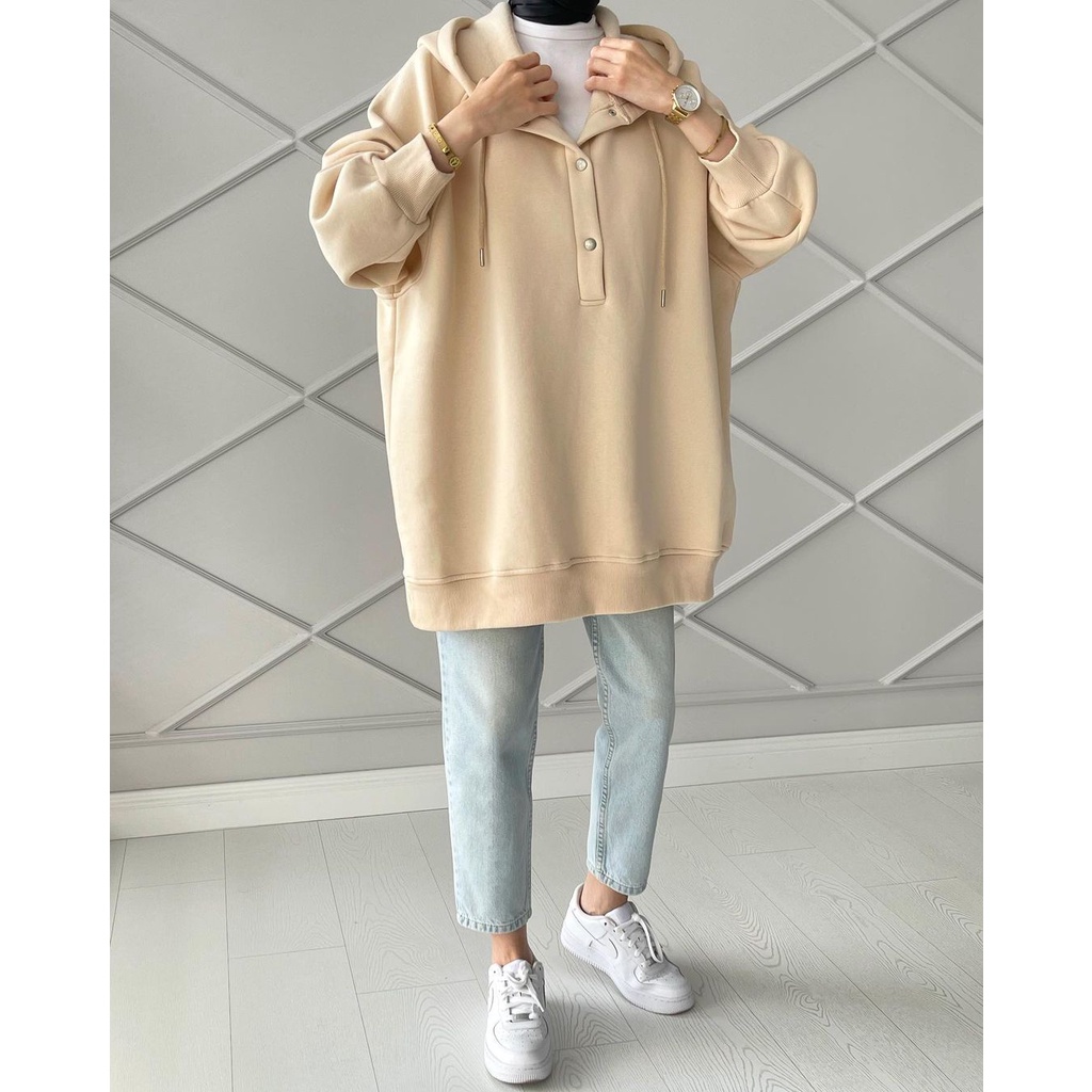 SWEATER HOODIE OVERISIZE / PLAKET HOODIE SWEATER WANITA / HOODIE OVERSIZE