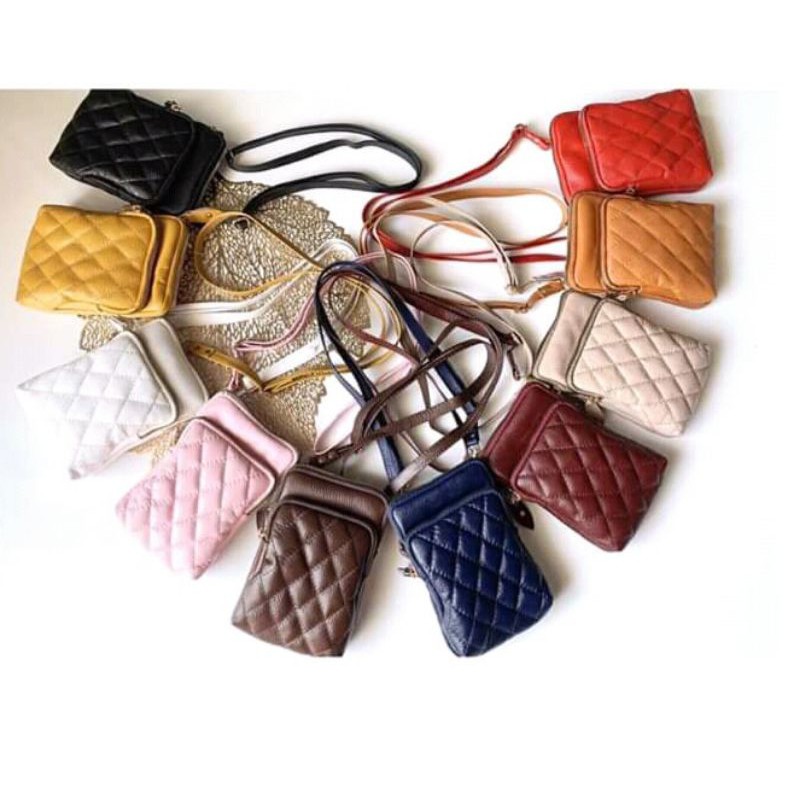 Tas HP kulit Asli Bisa COD Tas Wanita Kulit Sapi Slempang