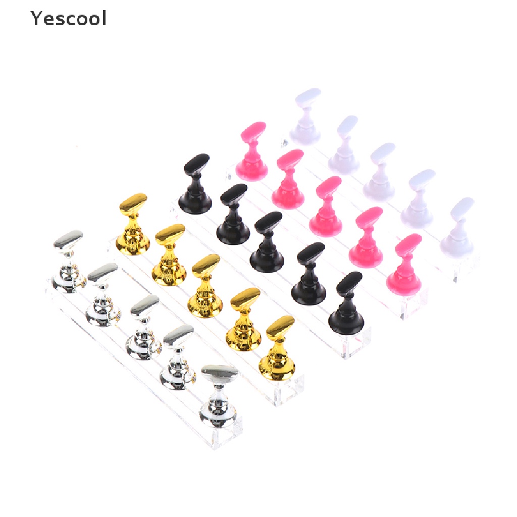 Yescool 1 Set Stand Display Kuku Palsu Bahan Alloy Untuk Latihan Manicure