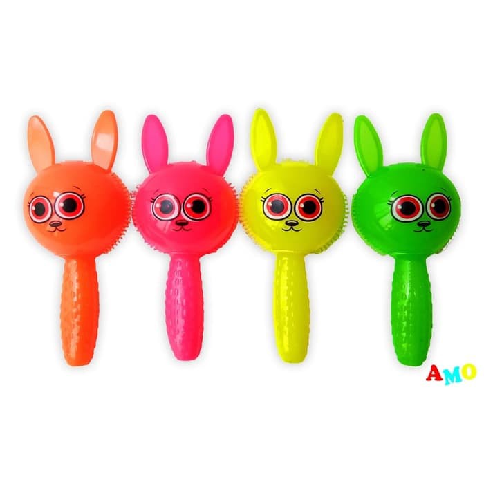 MURAH PUFFER BALL CUTE ANIMAL STICK / KADO MAINAN YOYO KARET ANIMAL LUCU/ Baby Stick Rattle Kerincingan Nyala lampu