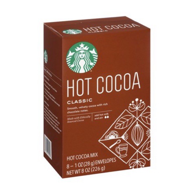 

STARBUCKS Hot Cocoa Classic Box 8's x 28g isi 8 Sachets minuman coklat cokelat