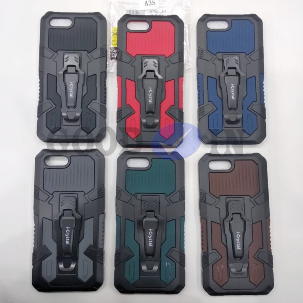 Case Oppo A3S - Case Robot Standing + Jepit Pinggang - Case Robot