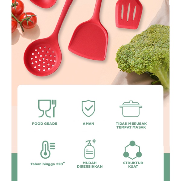 Spatula Set Alat Masak Sutil Scrap Kocokan Silicone/Silikon