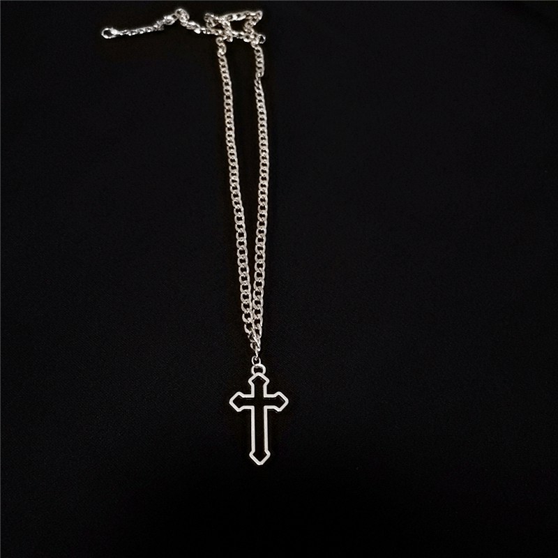 Korea Dark Gothic Cold Wind Luoshen Cross Pendant Chain Necklace