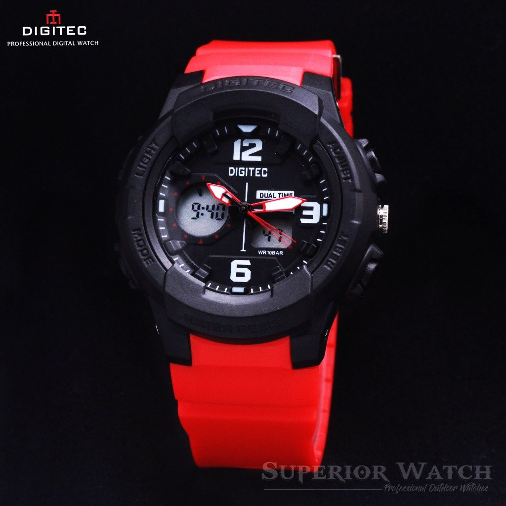 Jam Tangan Anak & Remaja Cewek Anti Air Digitec DG 2111 Tali Merah Original BEST SELLER