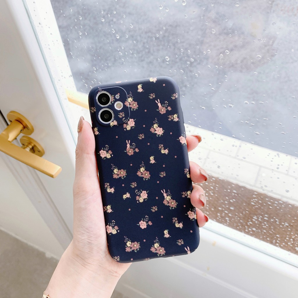 Camera Protection dark blue Flower Pattern Shockproof Phone Case For iPhone SE 2 2020 iPhone 11 Pro Max XR XS Max 7 8 Plus X Soft TPU Ba