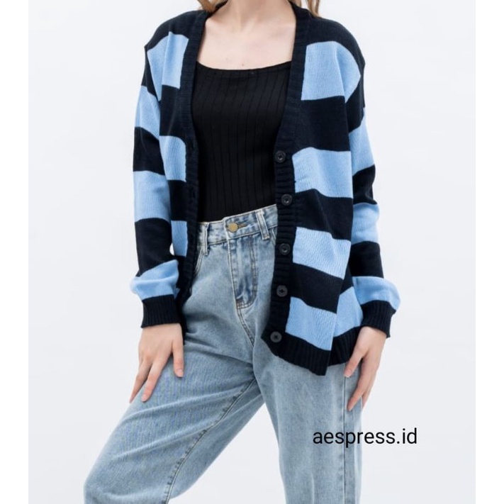 Cardigan Tate knit blue oversize