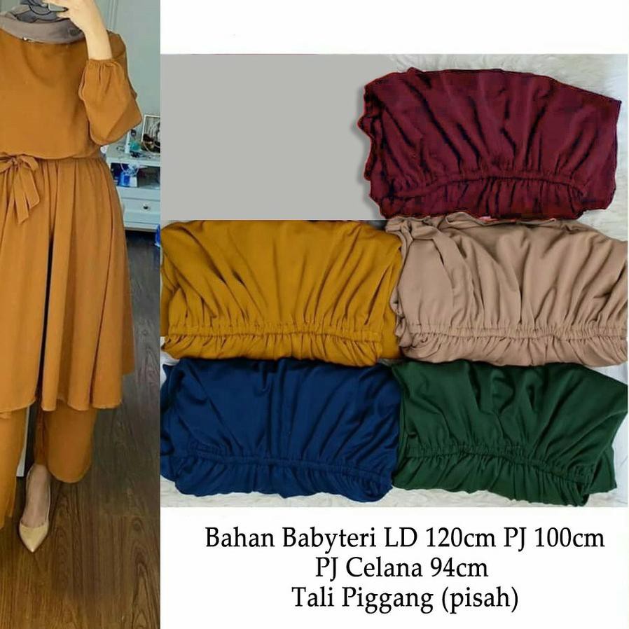 ☄ QUINNYSHOP--BAJU SETELAN MUSLIM WANITA JUMBO-STELAN TUNIK DAN CELANA JUMBO-STELAN HIJAB TERBARU ♫