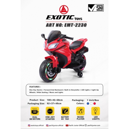 MOTOR AKI MAINAN ANAK EXOTIC EMT-2230/MOTOR SPORT/NINJA/CBR/ZXR