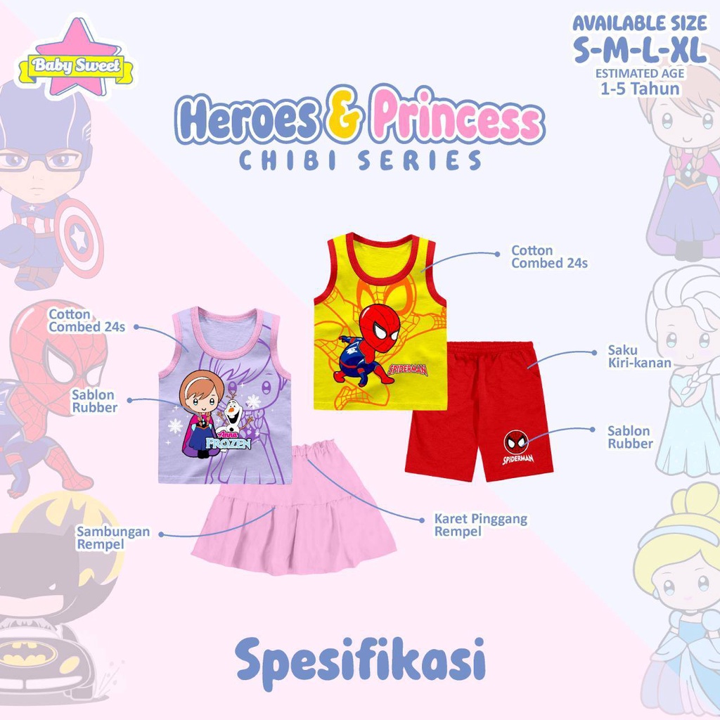 Setelan anak Heroes Dan Princess Chibi by Baby Sweet