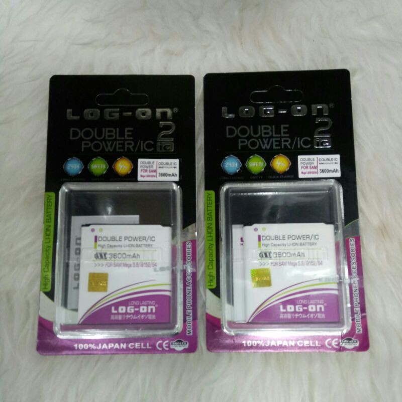 BAT BATERAI BATTERY BATT LOG ON DOUBLE POWER SAMSUNG MEGA 5,8/I9152/S4 3600MAH