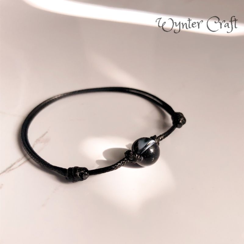 WA141 Moon Bracelet Tali Hitam Waterproof Unisex by Wynter Craft