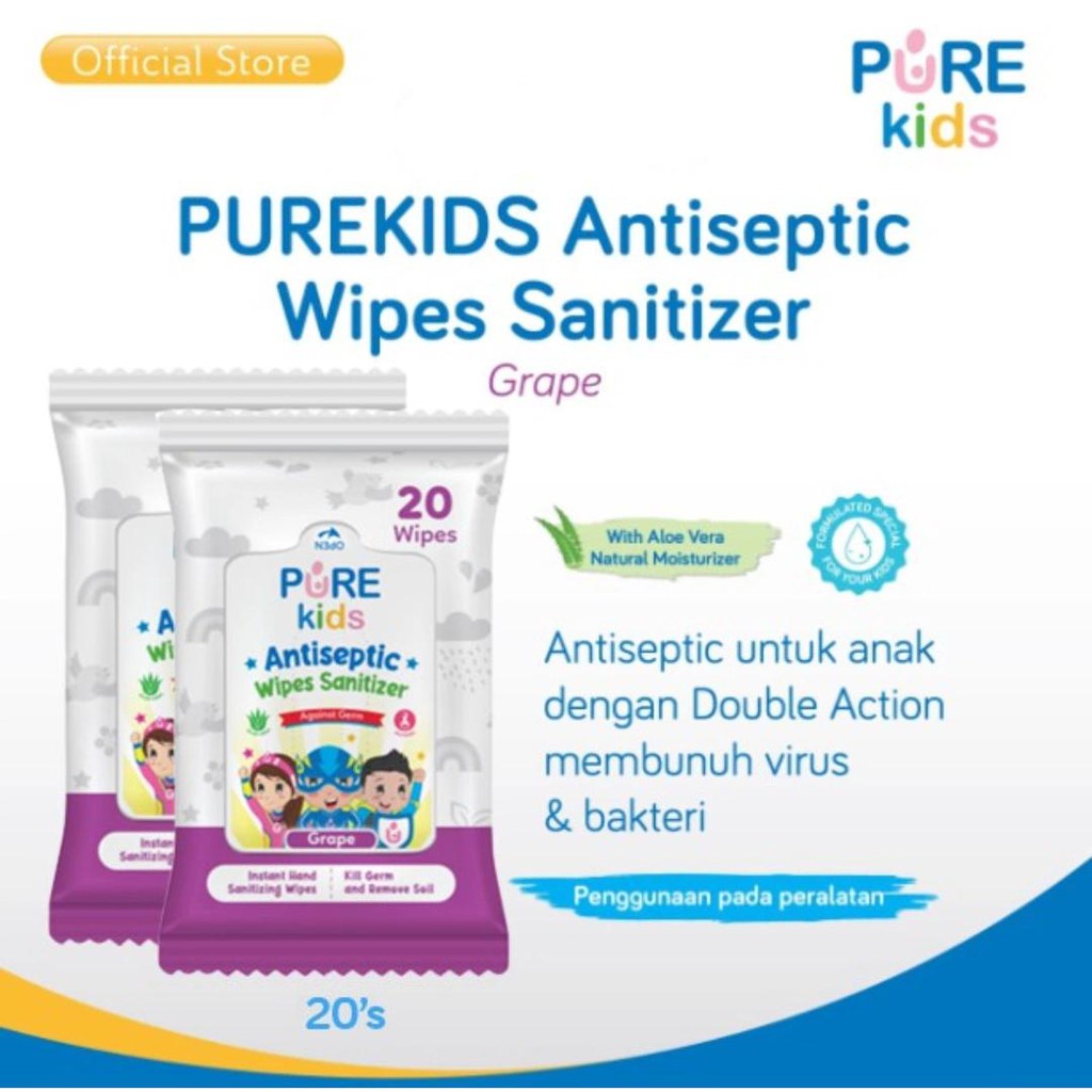 Pure Kids Antiseptic Wipes Sanitizer 60 s &amp; 20 s