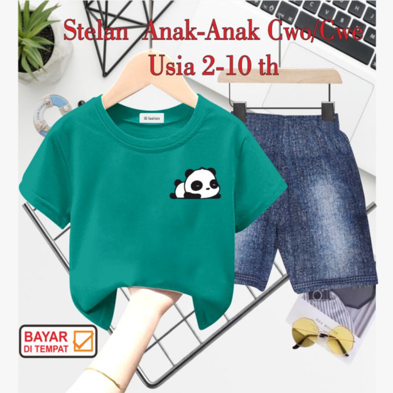 ((IB))SETELAN ANAK2 UNISEX SEMI JEANS/PANDA DIGITAL SABLON