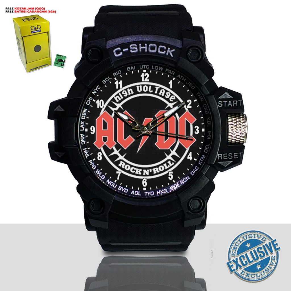 (EXCLUSIVE ) JAM TANGAN ACDC WATER RESIST FREE BOX DAN BATREI - NO.18