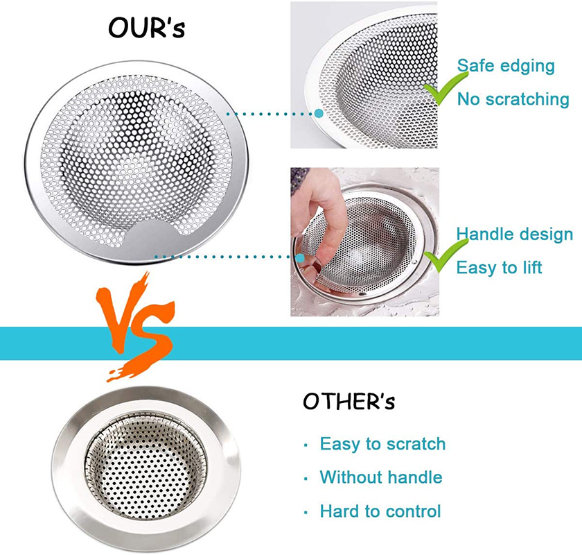 Stainless Steel Kitchen Drain Plug Filter Gadgets/Bathroom Shower Bathtub Sewer Hair Catcher Metal Stopper/Floor Water Hole Strainer Cover