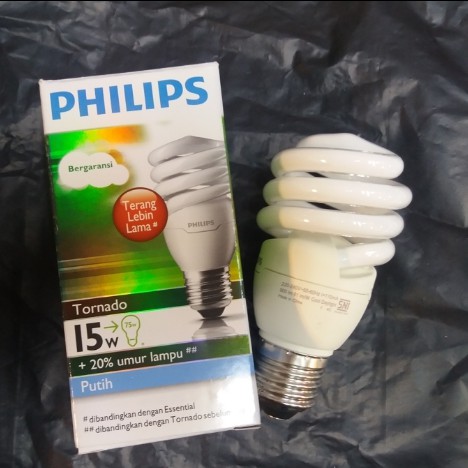 Philips Tornado 15 Watt Putih / Kuning (sudah termasuk Bubble Wrap)