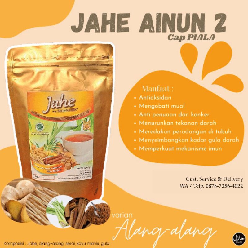 

JAHE AINUN 2 CAP PIALA VARIAN ALANG-ALANG 250 gram MINUMAN SERBUK JAHE HERBAL