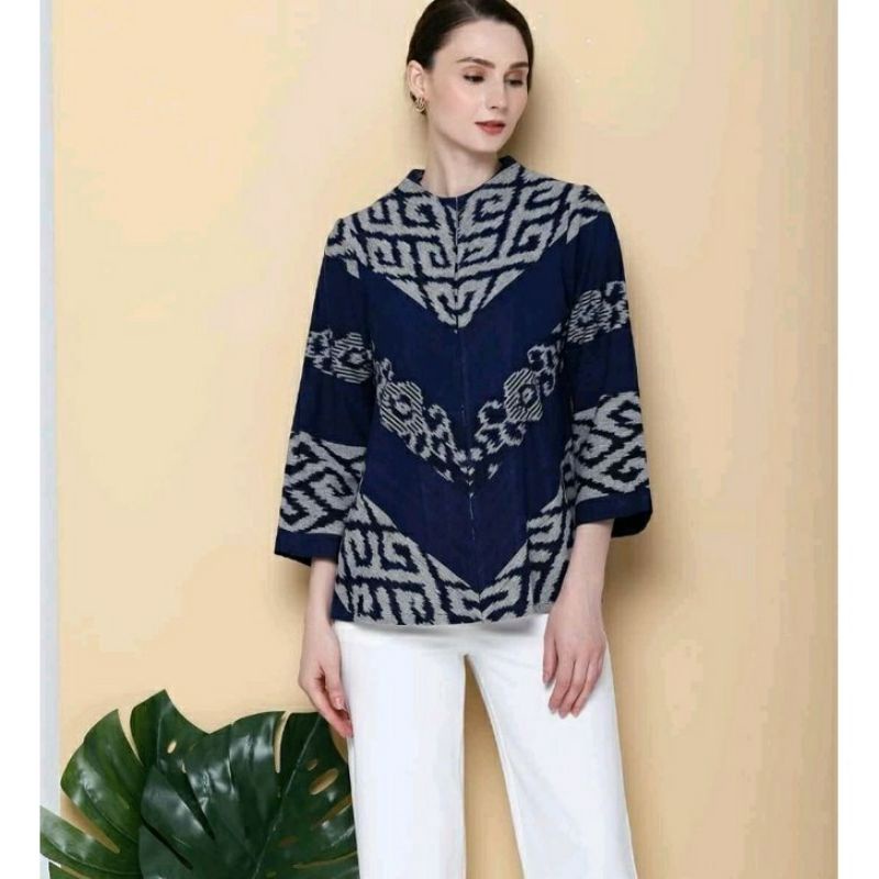 blouse tenun/ baju atasan kerja wanita tenun endek premium