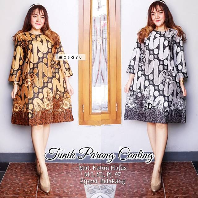 Tunik Parang Canting Batik Bahan Katun Halus Ori Masayu Batik