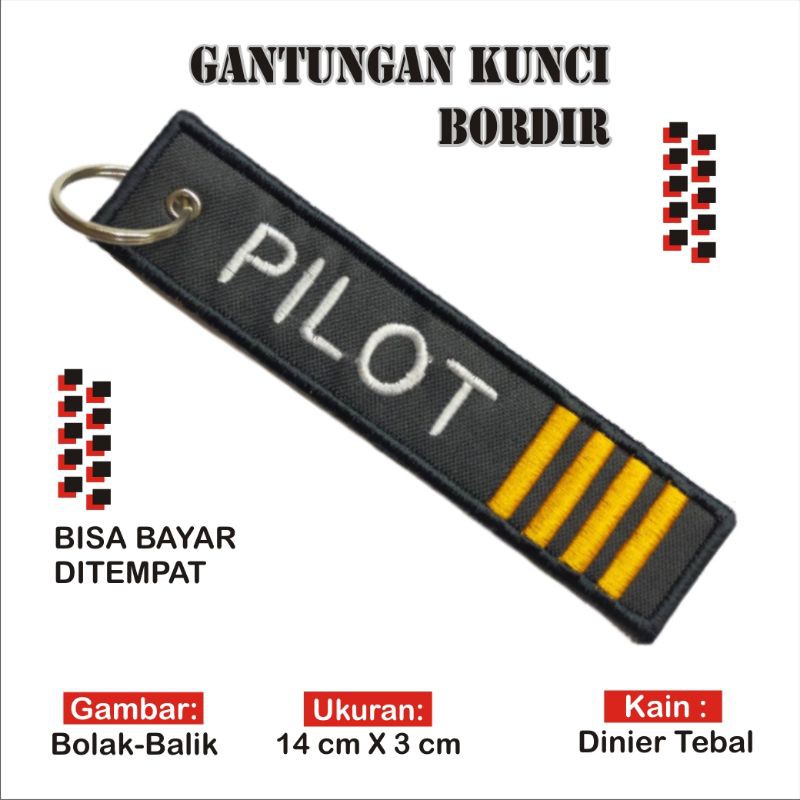 [Bisa COD] Gantungan Kunci Keychain Keytags Bordir Motor Mobil Tas PILOT