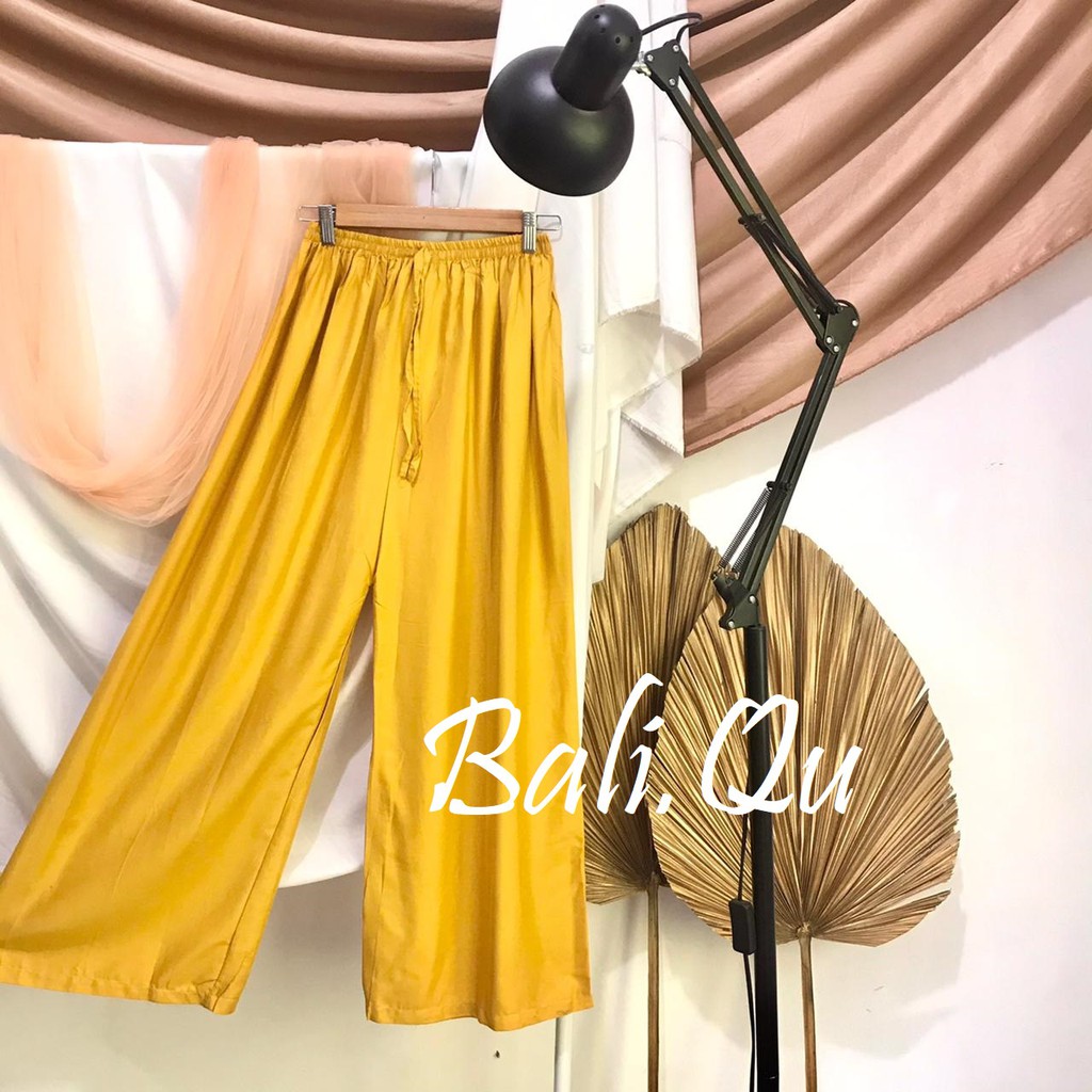 Celana Kulot Panjang Polos Jumbo Bali Qu-KUNING