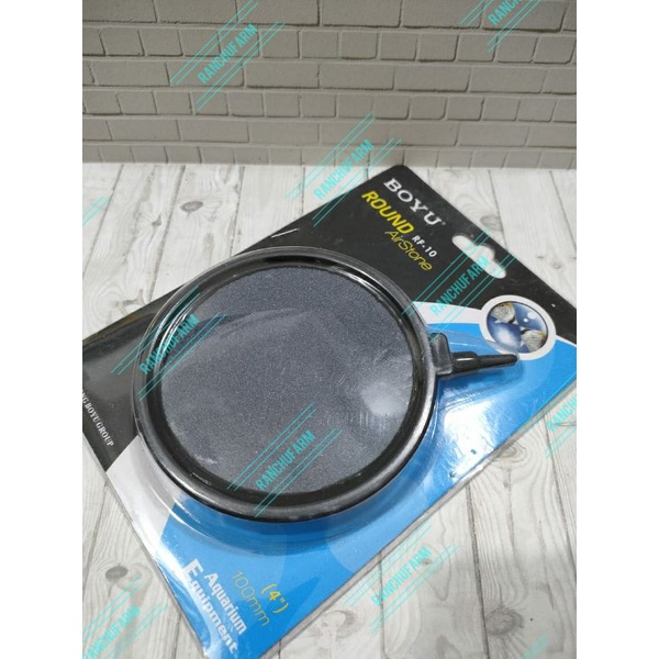 Boyu Batu Aerator 10cm Bulat Pipih Batu Air Stone Aerasi Aquarium