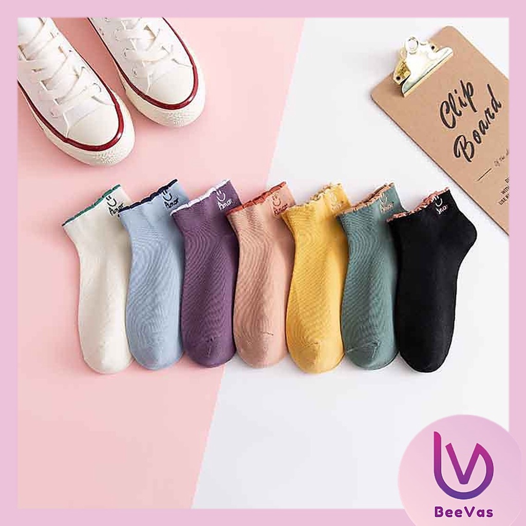 BV.ID KK815 Kaos Kaki Wanita Motif EMOJI SMILE Kaos Kaki Pendek Fashion Korean Unisex Semata Kaki Socks Import Ankle